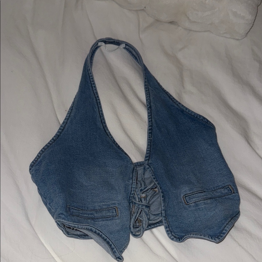 Altar'd State Blue Denim Women's Halter Vest
